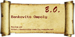 Benkovits Ompoly névjegykártya
